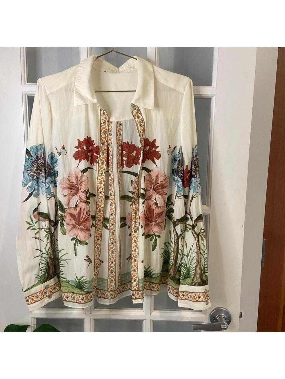 Boho Floral Shirt Festival Button Down Soft Western Artsy Indie